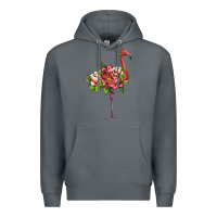 Rock flamingo with tropical flowers Premium Hoodie - Artiststas