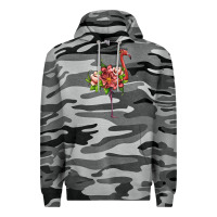 Slate Camo flamingo with tropical flowers Premium Hoodie - Artiststas