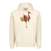Tofu flamingo with tropical flowers Premium Hoodie - Artiststas
