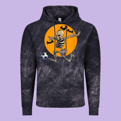 Skeleton Soccer Player Funny Halloween Blood Moon Vintage Hoodie Designed By Designpulse