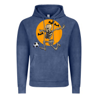 Vintage Denim skeleton soccer player funny halloween blood moon Vintage Hoodie - DesignPulse