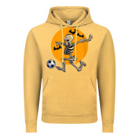 Vintage Mustard skeleton soccer player funny halloween blood moon Vintage Hoodie - DesignPulse