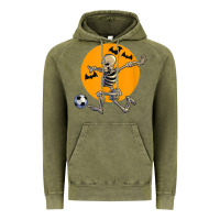 Vintage Olive skeleton soccer player funny halloween blood moon Vintage Hoodie - DesignPulse