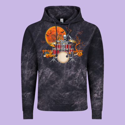 Skeleton Drummer Halloween Costume Playing Drums Mens Boys Vintage Hoodie Designed By Designpulse