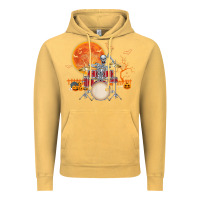 Vintage Mustard Skeleton Drummer Halloween Costume Playing Drums Mens Boys Vintage Hoodie - DesignPulse