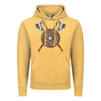 Vintage Mustard renaissance fair faire festival medieval theme axe shield Vintage Hoodie - DesignPulse