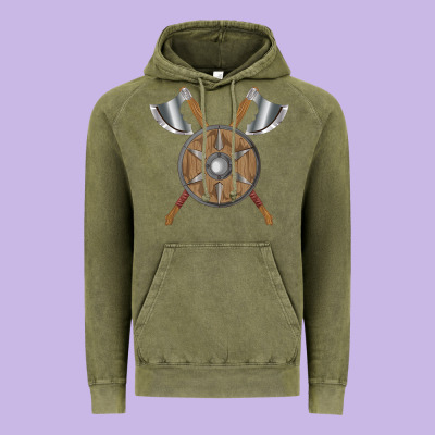 Renaissance Fair Faire Festival Medieval Theme Axe Shield Vintage Hoodie Designed By Designpulse
