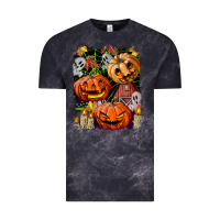 Cloud Black Halloween Pumpkins Vintage Tee - BundleAndBundleShop