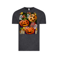 Vintage Black Halloween Pumpkins Vintage Tee - BundleAndBundleShop