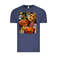 Vintage Denim Halloween Pumpkins Vintage Tee - BundleAndBundleShop