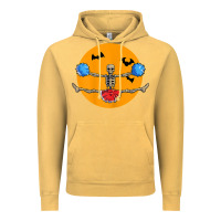 Vintage Mustard cheerleading skeleton halloween cheer skeleton cheerleader t shirt Vintage Hoodie - DesignPulse