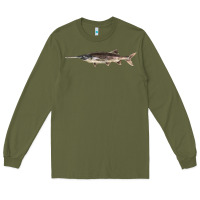 Army Green Paddlefish Illustrations, Long Sleeve Tee - LillyAllenDesigns