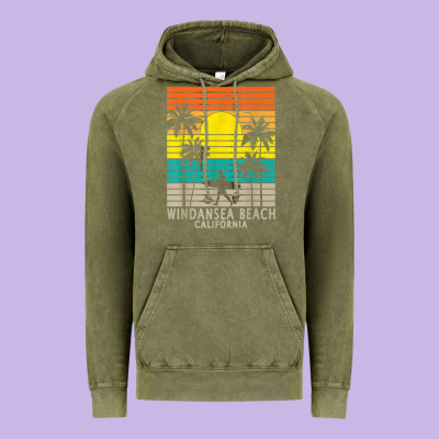 Windansea Beach California Ca Surfer Surfing Surf Palm Tree Vintage Hoodie Designed By Designpulse