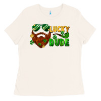 Lucky Dude Saint Patrick's Bearded Man Ladies Tee | Teevron