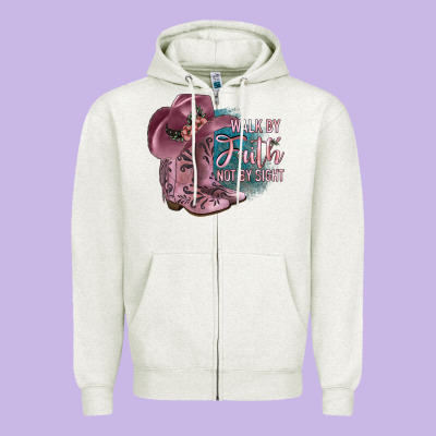 Walk By Faith Not By Sight Zipper Hoodie Designed By Jahusdesignshop