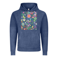Vintage Denim cute birds t  shirt birds and blooms   cute floral pattern by cecca de Vintage Hoodie - DesignPulse