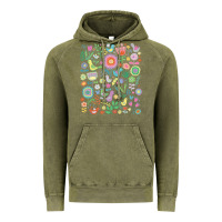 Vintage Olive cute birds t  shirt birds and blooms   cute floral pattern by cecca de Vintage Hoodie - DesignPulse