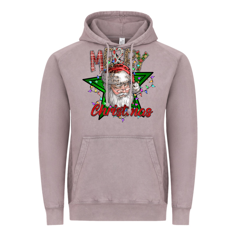 Festive Santa Claus Greeting Vintage Hoodie by CowhideDigitalArt | Teevron
