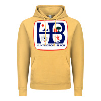Vintage Mustard Coat of arms of Huntington Beach Vintage Hoodie - PixelWave