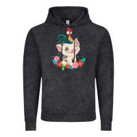 Vintage Black Moana HeiHei Rooster Pua Flowers Graphic Vintage Hoodie - PixelWave