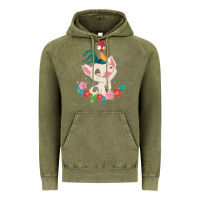 Vintage Olive Moana HeiHei Rooster Pua Flowers Graphic Vintage Hoodie - PixelWave