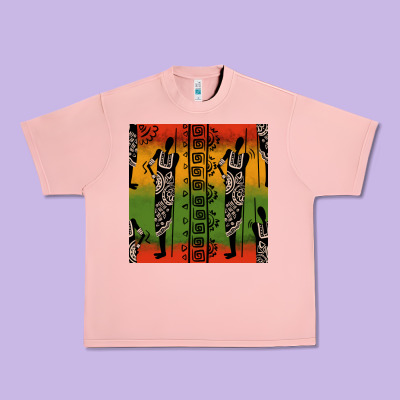 African Silhouette Seamless Pattern Urban Heavy Tee Designed By Bundleandbundleshop