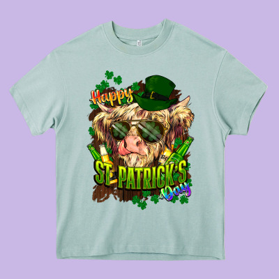 St. Patrick's Day Cow Heavy Core Tee Designed By Howdyjamesfarm