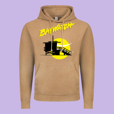 Baywatch Lifeguard Tower Sunset   Baywatch Vintage Hoodie Designed By Pixelwave