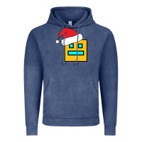 Vintage Denim Geometry Dash Vintage Hoodie - PixelWave