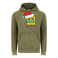 Vintage Olive Geometry Dash Vintage Hoodie - PixelWave