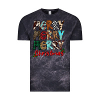 Cloud Black Merry Christmas Vintage Tee - FaDigitalArtStudio