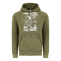 Vintage Olive Stay Punk Stay Drunk Vintage Hoodie - PixelWave