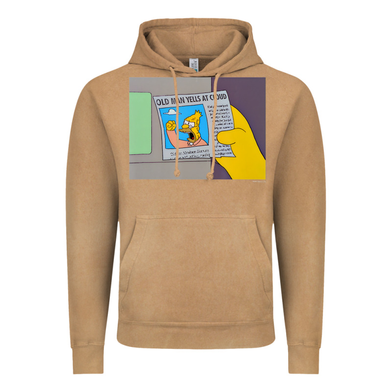 The Simpsons Old Man Yells At Cloud Newspaper V1 Vintage Hoodie by PixelWave | Teevron