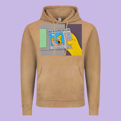 The Simpsons Old Man Yells At Cloud Newspaper V1 Vintage Hoodie Designed By Pixelwave