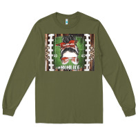 Army Green American Football Mom life Long Sleeve Tee - CowhideDigitalArt
