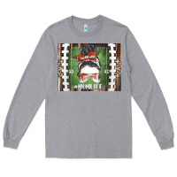 Heather Grey American Football Mom life Long Sleeve Tee - CowhideDigitalArt