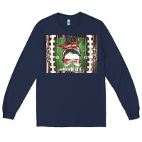 Navy American Football Mom life Long Sleeve Tee - CowhideDigitalArt