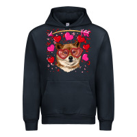 Navy valentine's shiba inu Urban Hoodie - RanaPortraitStore