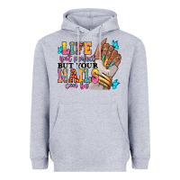 Heather Grey Life isn't perfect but your nails can be Heavyweight Hoodie - RanaPortraitStore