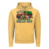 Vintage Mustard merry christmas  truck Vintage Hoodie - CowhideDigitalArt