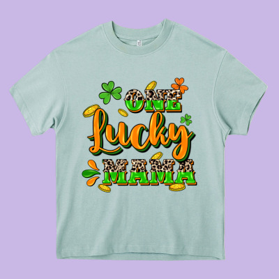 One Lucky Mama St. Patrick's Day Heavy Core Tee Designed By Cowgirlartshop