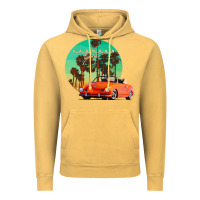 Vintage Mustard karmann ghia sunset palm love quote Vintage Hoodie - Craftify