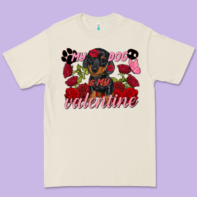My Dog Is My Valentine's Day Premium Tee Designed By Fadigitalartstudio