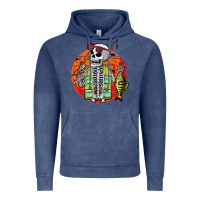 Vintage Denim skeleton fishing lover moon halloween costume fish Vintage Hoodie - Craftify