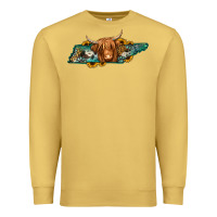 Antique Gold tennessee map long haired cow Premium Sweatshirt - Jasminsmagicworld