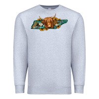 Heather Grey tennessee map long haired cow Premium Sweatshirt - Jasminsmagicworld