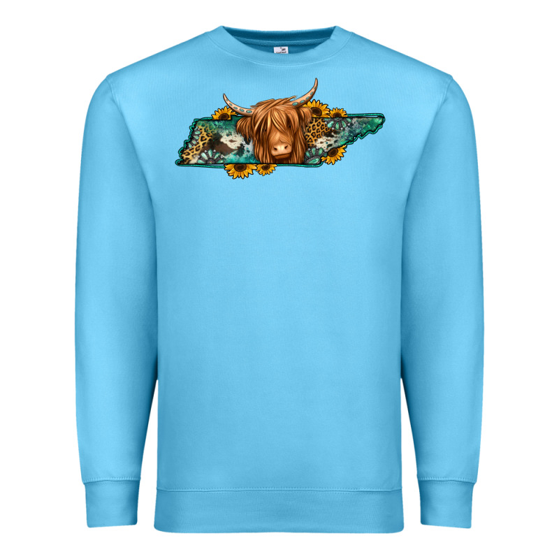 Tennessee Map Long Haired Cow Premium Sweatshirt by Jasminsmagicworld | Teevron