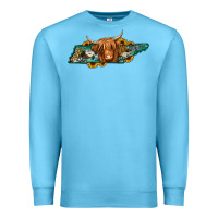 Ocean Blue tennessee map long haired cow Premium Sweatshirt - Jasminsmagicworld
