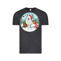 Vintage Black Christmas samoyed dog Vintage Tee - FaDigitalArtStudio