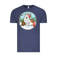 Vintage Denim Christmas samoyed dog Vintage Tee - FaDigitalArtStudio